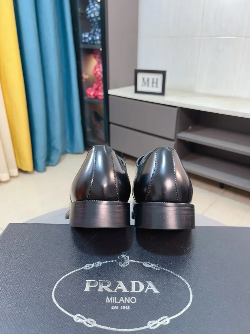 Men's shoes 💰560🌹🌹[Prada leather shoes] Top purchasing agency Original imported Italian custom-made cowhide leather surface, ➕Fully imported water-dyed breathable cowhide lining, original factory special molded sole, super comfortable, size: 38-44